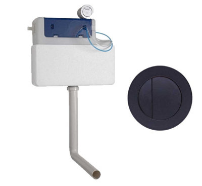 Roper Rhodes Cascade Concealed Dual Flush Wc Toilet Cistern + Round Black Plate from B&Q