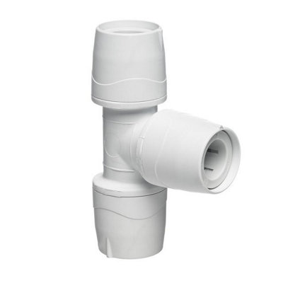 Polypipe Polymax Max222 22mm Pushfit Equal Tee White Single from B&Q
