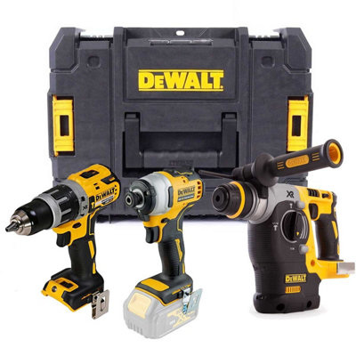 Dewalt Dck368 18V Brushless Kit Dcd796 Drill Dcf887 Impact Dch273 Sds Bare Tstak from B&Q