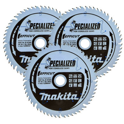 3X Makita B-57320 165mm X 20mm 56 Teeth Efficut Cordless Plunge Saw Blade Dsp600 from B&Q
