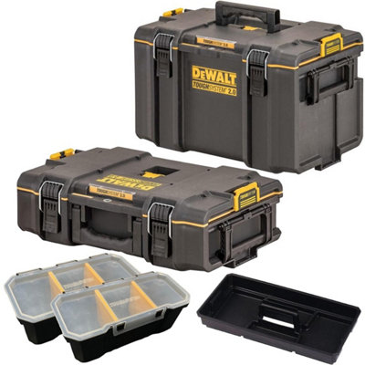 Dewalt Tough System 2.0 Ds400 + Ds166 Stackable Toolbox Case + 2 Organisers from B&Q