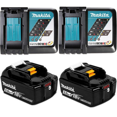 Makita Bl1850 18V 2X Lxt 5.0Ah Lithium Batteries + Dc18Rc Dual Pack Fast Charger from B&Q