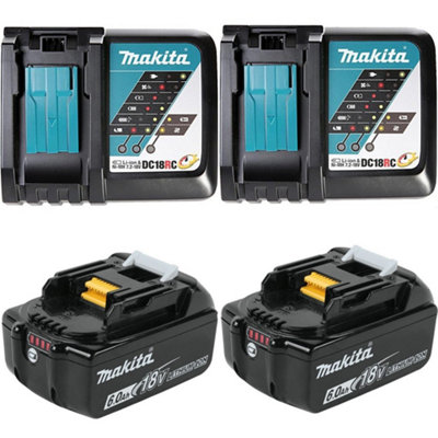 Makita Bl1860 18V 2X Lxt 6.0Ah Lithium Batteries + Dc18Rc Dual Pack Fast Charger By Buyaparcel from B&Q