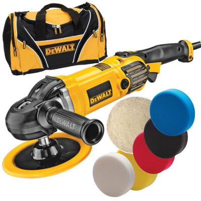 Dewalt Dwp849X Premium 180mm Variable Speed Polisher 240V +5 Pads + 1 Wool & Bag from B&Q