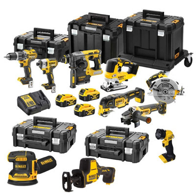 Dewalt 10 Piece Brushless Cordless 18V Kit + 3 X 5.0Ah Batteries + Tstak Trolley from B&Q