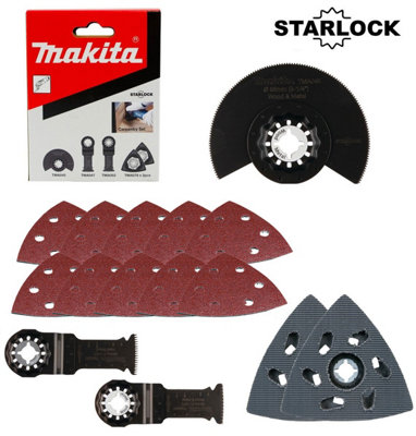 Makita Starlock Multi Tool 15 Piece Carpentry Set Plunge Segment Blade Dtm52 from B&Q