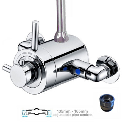 Buyaparcel Thermostatic Concentric Exposed Shower Mixer Valve 135mm 165mm Centres 3/4" Top from B&Q