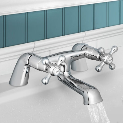 Buyaparcel Edwardian Traditional Chrome Mono Basin Tap Shower Mixer Bath Filler Taps WasteBath Filler Tap from B&Q