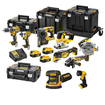 Dewalt 9 Piece Brushless Cordless 18V Kit + 3 X 5.0Ah Batteries + Tstak Trolley from B&Q