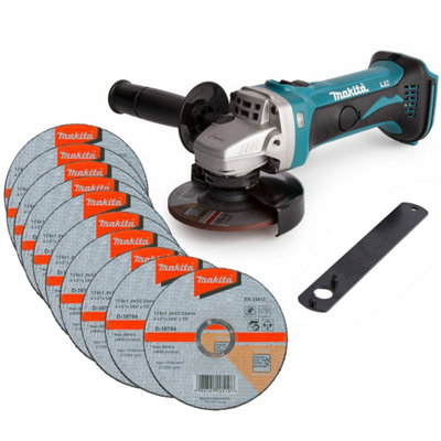 Makita Dga452Z 18V 4.5" 115mm Angle Grinder Li-Ion Bare Unit +10 Thin Fast Discs from B&Q