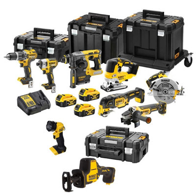 Dewalt 9 Piece Brushless Cordless 18V Kit + 3 X 5.0Ah Batteries + Tstak Carrier from B&Q