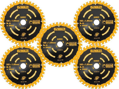 Dewalt Dt10640 5 X Circular Saw Blade 165 X 20 X 40T Extreme Framing Dcs391 from B&Q