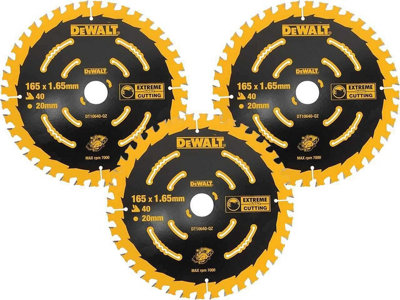 Dewalt Dt10640 3 X Circular Saw Blade 165 X 20 X 40T Extreme Framing Dcs391 By Buyaparcel from B&Q