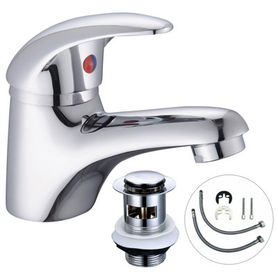 Buyaparcel Cloakroom Basin Mixer Tap Chrome Basin Sink Mono Bathroom + Fixings + Waste from B&Q
