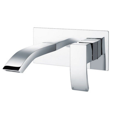 Buyaparcel Sc Series Wall Mounted Basin Mixer Tap Chrome Square Waterfall Spout Lever from B&Q