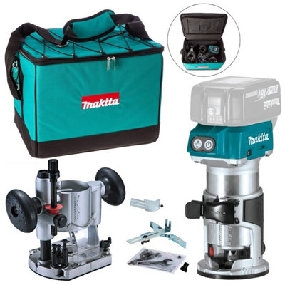 Makita Drt50Z 18V Brushless Cordless Router Laminate Trimmer Plunge Base +Base