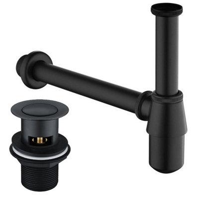 Buyaparcel Black Bottle Trap Bathroom Basin Sink Pipe Adjustable Outlet Pop Up Waste Brass from B&Q
