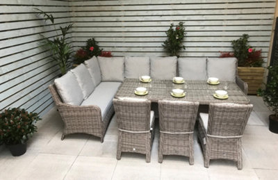 Signature Weave Alexandra Wicker Large Corner Sofa Dining Set & 3 Chairs Grey from B&Q