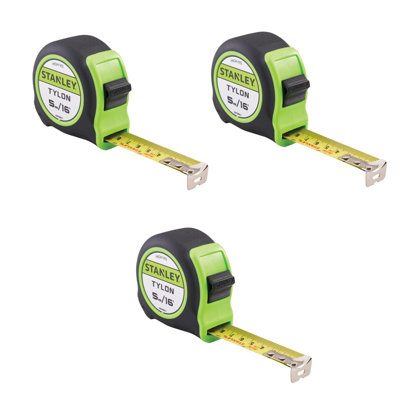 X3 Stanley Hi-Vis 5M 16Ft Tylon Tape Measure Green Sta130696Nhv Sta130602Hg By Buyaparcel from B&Q