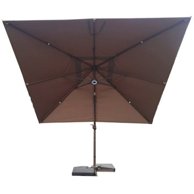 Signature Weave 3.5 X 3.5M Square Cantilever Parasol Sun Shade Umbrella Brown from B&Q