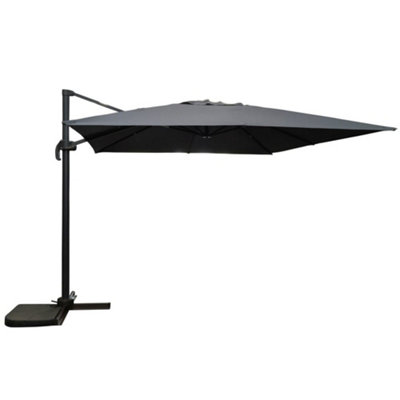 Signature Weave 3.5 X 3.5M Square Cantilever Parasol Sun Shade Umbrella Grey from B&Q