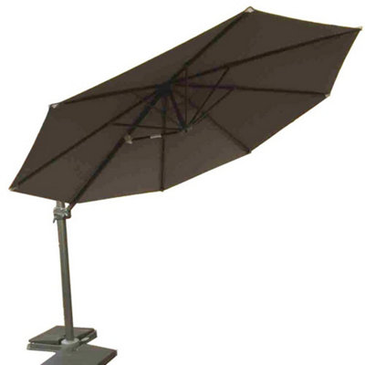 Signature Weave 3M Round Roma Cantilever Parasol Sun Shade Umbrella Brown Canopy from B&Q