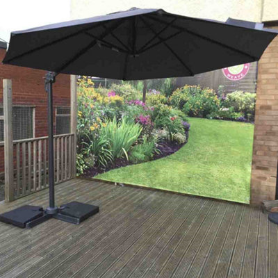 Signature Weave 3M Round Roma Cantilever Parasol Sun Shade Umbrella Grey Canopy from B&Q