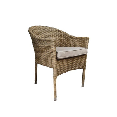 Signature Weave Darcey Wicker Stacking Garden Dining Chair & Cushions Natural from B&Q