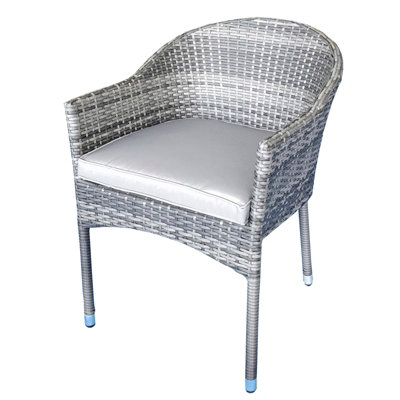 Signature Weave Emily Wicker Stacking Garden Dining Arm Chair & Cushions Grey from B&Q