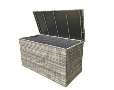 Signature Weave Sarah Wicker Large Cushion Box Garden Storage Chest Cabinet Grey from B&Q