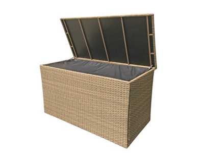 Signature Weave Sarah Wicker Large Cushion Box Garden Storage Chest Natural from B&Q