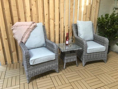 Signature Weave Sarah Wicker Lounge Arm Chair Side Table Furniture Set Grey from B&Q