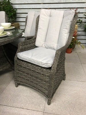 Signature Weave Victoria Wicker High Back Dining Arm Chair Seat Cushions Grey from B&Q