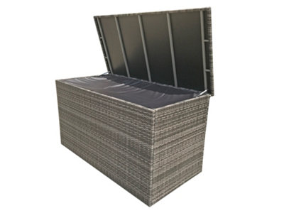 Signature Weave Wicker Medium Cushion Box Garden Storage Chest Grey 140X72X72Cm