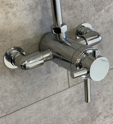 Buyaparcel Dual Control Thermostatic Exposed Shower Mixer Valve 137mm 150mm 3/4" Top Outlet from B&Q