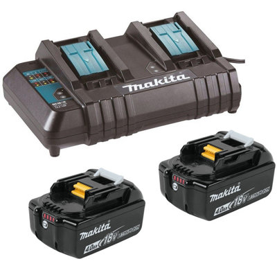 Makita Bl1840 18V 2 X Lxt 4.0Ah Lithium-Ion Batteries + Dc18Sh Dual Port Charger from B&Q