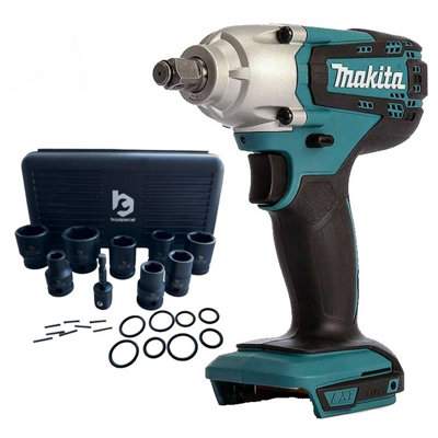 Makita Dtw190Z 18V Cordless Lxt 1/2" Impact Wrench Scaffolders + 9Pc Socket Set from B&Q