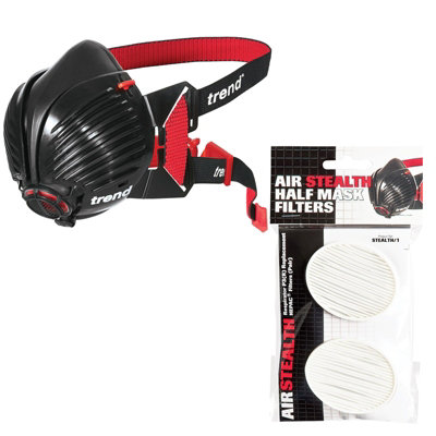Trend Stealth/sm Air Stealth Half Face Dust Mask With Spare X2 P3 Filters S/m