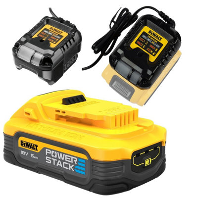 Dewalt Dcbp518-Xj 18V 5.0Ah Compact Powerstack Battery Pack + Dcb1102 Charger By Buyaparcel from B&Q