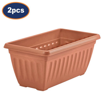 2Pcs 40Cm Window Box Planter Plastic Athens Flower Pot Terracotta Garden Basket from B&Q