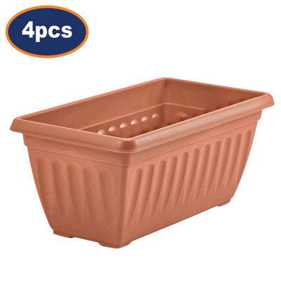 4Pcs 40Cm Window Box Planter Plastic Athens Flower Pot Terracotta Garden Basket from B&Q
