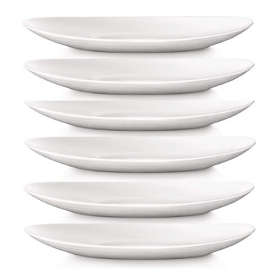 Oval Steak Dish Plate 30Cm White Porcelain Platter Kitchen Dinner Tableware 6Pcs from B&Q