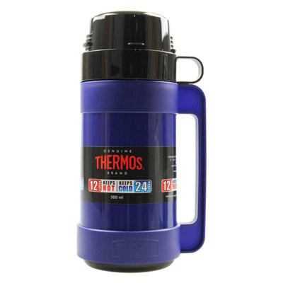 Thermos 500Ml Blue Mondial Glass Vacuum Insulated Hot Cold Travel Bottle Flask from B&Q