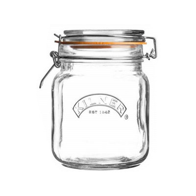  - Storage Jar 1.5L Round Glass Food Preserve Cliptop Tea Sugar Coffee Container