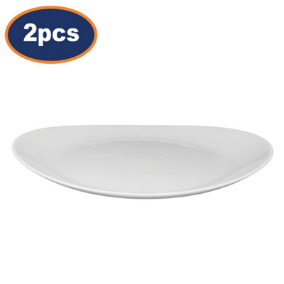 Set Of 2 Arc 30Cm White Porcelain Oval Steak Dish Plate Kitchen Dinner Tableware from B&Q