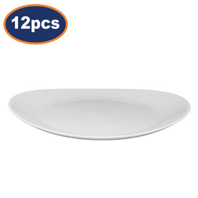 12Pcs Arc 30Cm White Porcelain Oval Steak Dish Plate Kitchen Dinner Tableware from B&Q