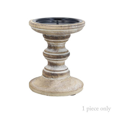 Wooden Candle Holder White Shabby Chic Pillar Candle Stick Holder Assorted 1Pc from B&Q