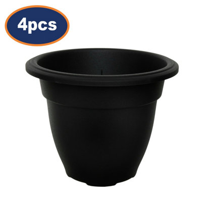  - 3Pcs 30Cm Plastic Bell Planter Round Flower Plant Pot Black Garden Patio Basket