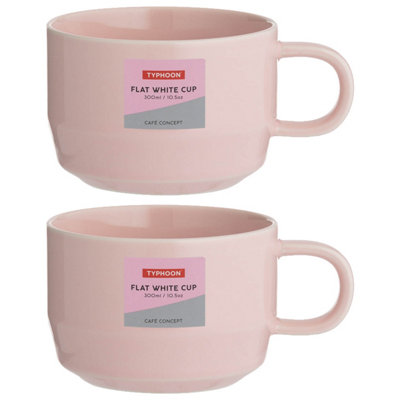 Flat White Cup 300Ml Pink Stoneware Hot Coffee Latte Espresso Drinking Cup 2Pcs from B&Q