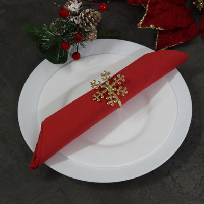  - Napkin Ring Christmas Tabletop Decor Gold Snowflake Zinc Alloy Serviette Ring